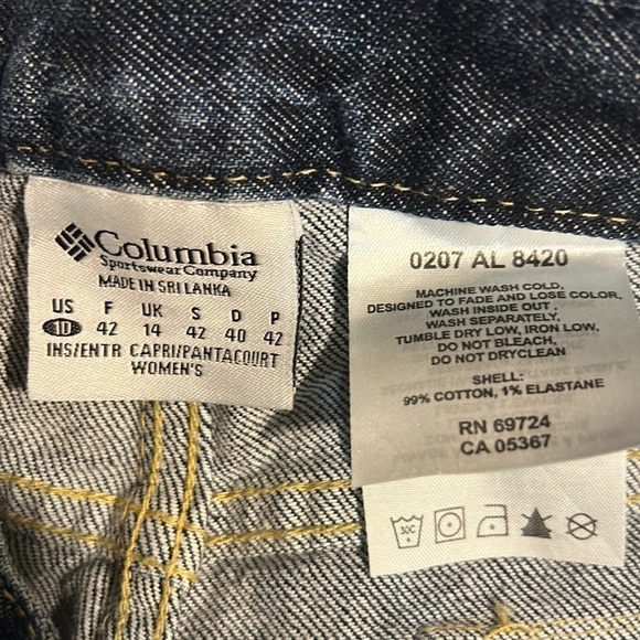 Columbia Blues Cuffed Denim Capri Back button Flap Pockets Women's Size‎ 10 - Picture 4 of 5